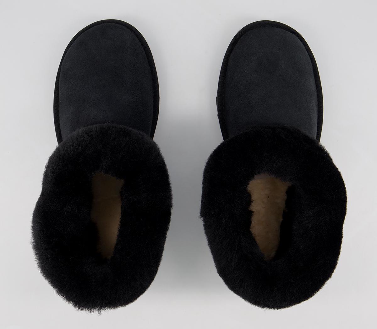 ugg classic mini fluff ankle boots in black