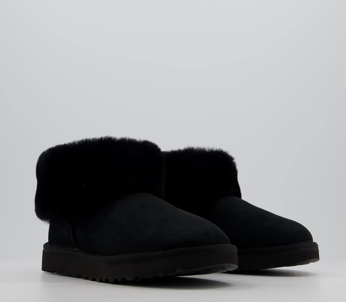 Ugg Classic Mini Fluff Boots Black Ankle Boots 