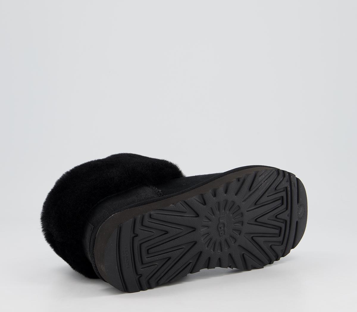 ugg classic mini fluff ankle boots in black