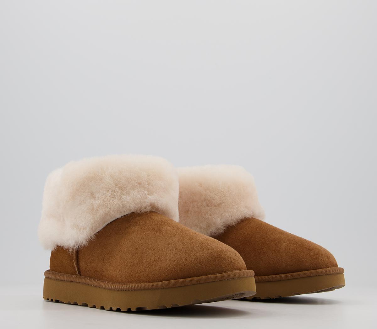 UGG Classic Mini Fluff Boots Chestnut - Ankle Boots