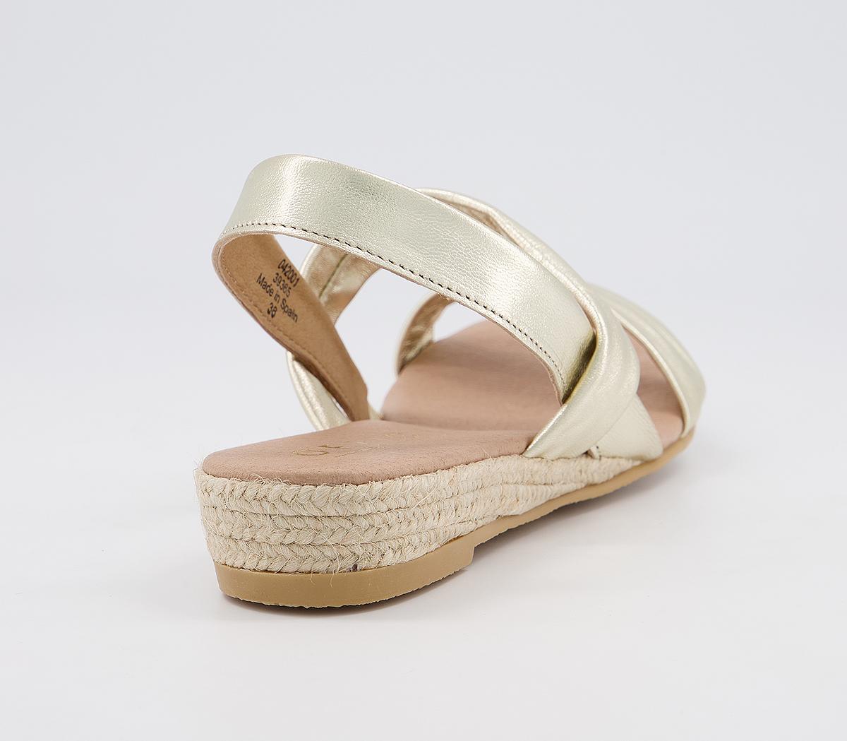 Office Sallie Sling Back Espadrilles Gold Leather Women’s Sandals