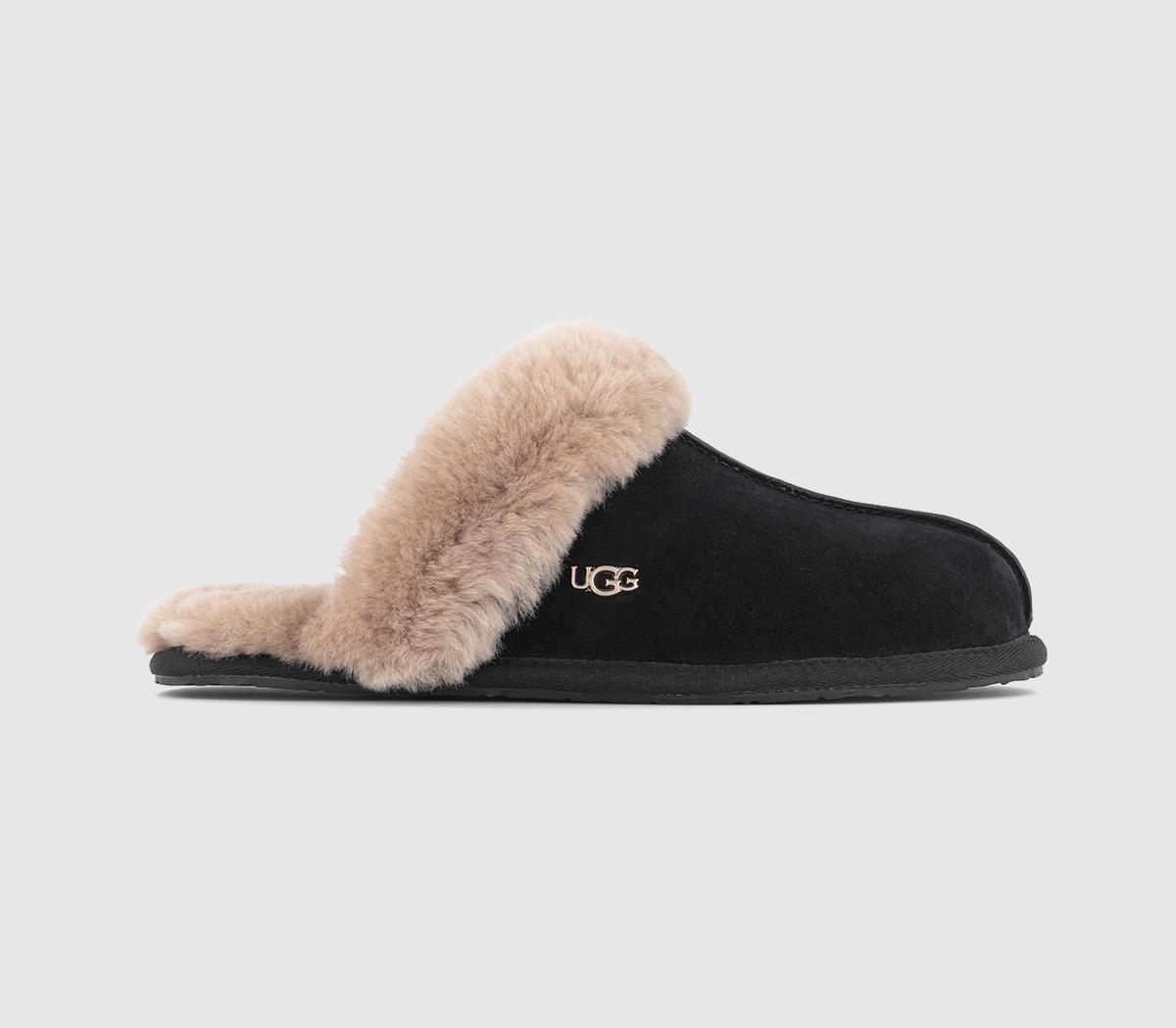 black and white ugg slippers