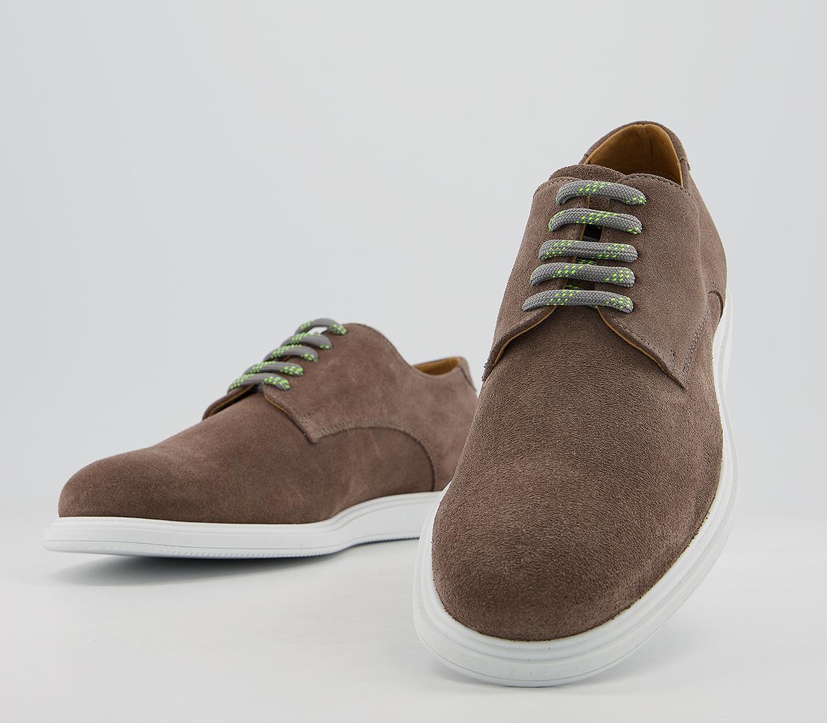 Office Caleb Derby White Sole Shoes Grey Suede - Casual