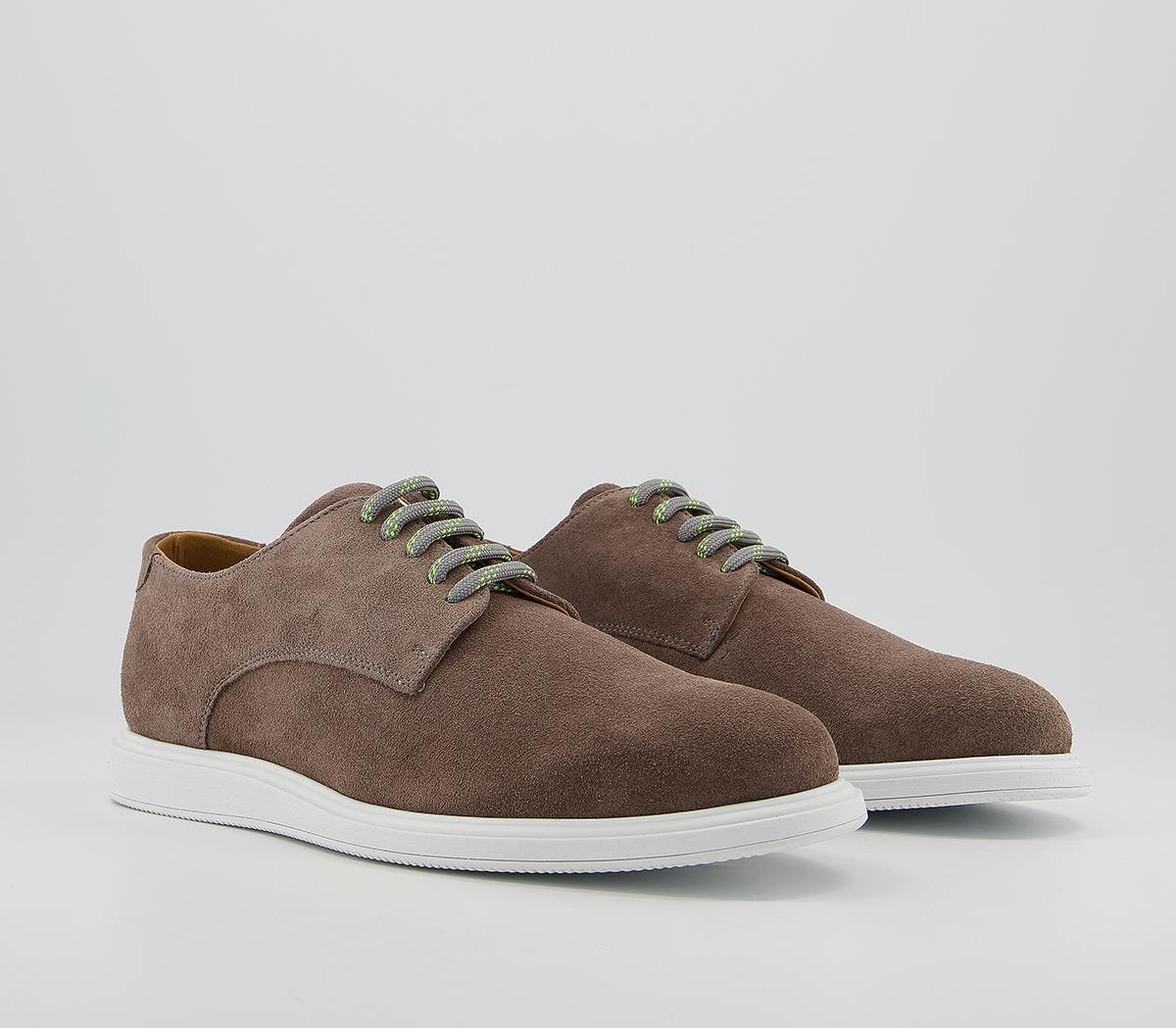 Office Caleb Derby White Sole Shoes Grey Suede - Casual