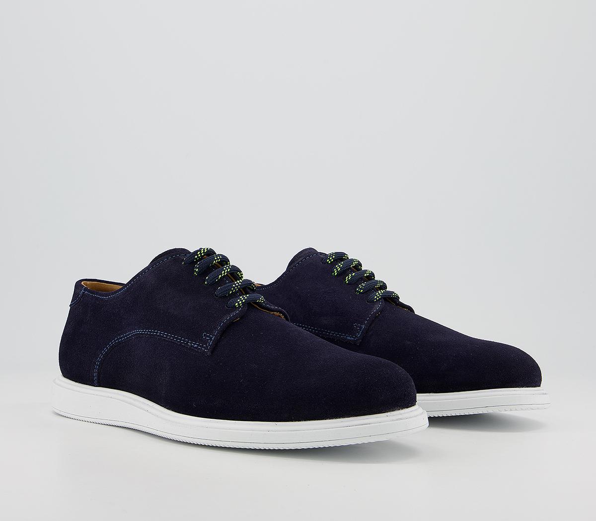 Office Caleb Derby White Sole Shoes Navy Suede - Mens New Season