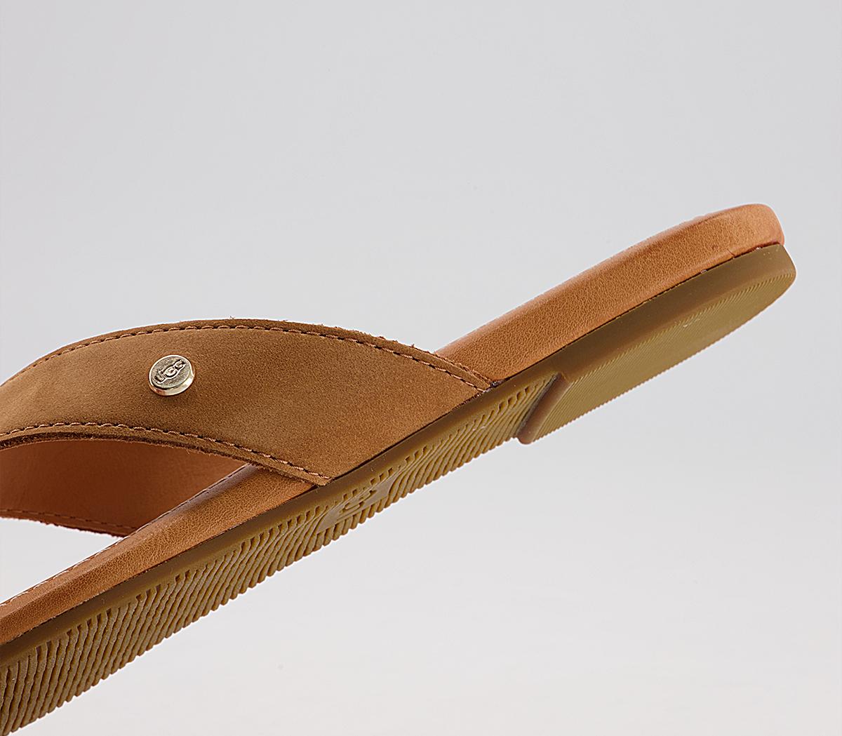 UGG Tuolumne Flip Flops Tan Leather - Womenâs Flip-Flops