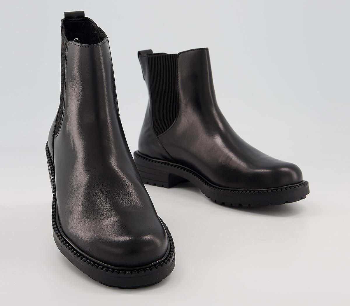 black chunky heavy cleated sole chelsea ankle boot