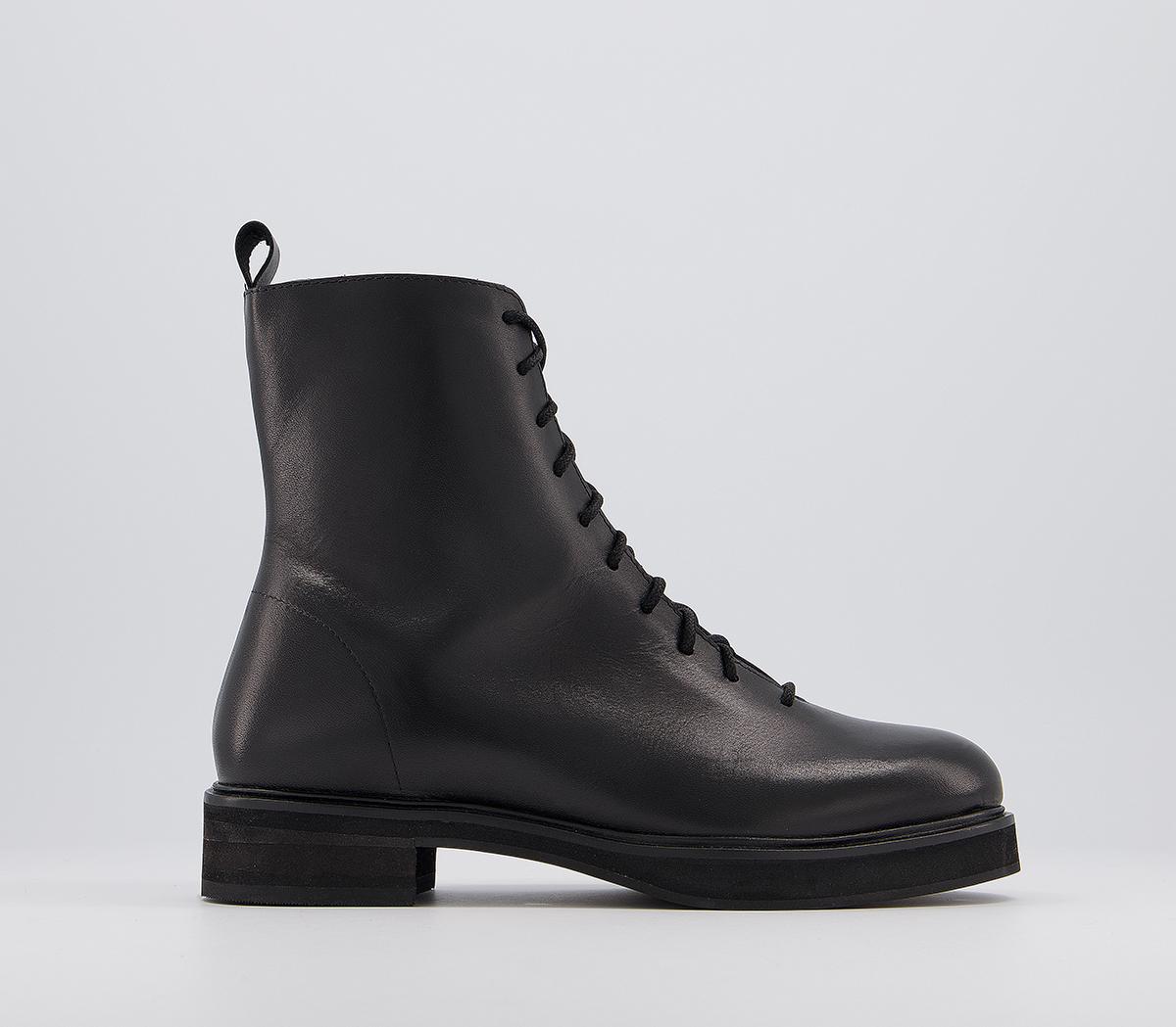 Office Alliance Lace Up Ankle Boots Black Leather - Ankle Boots