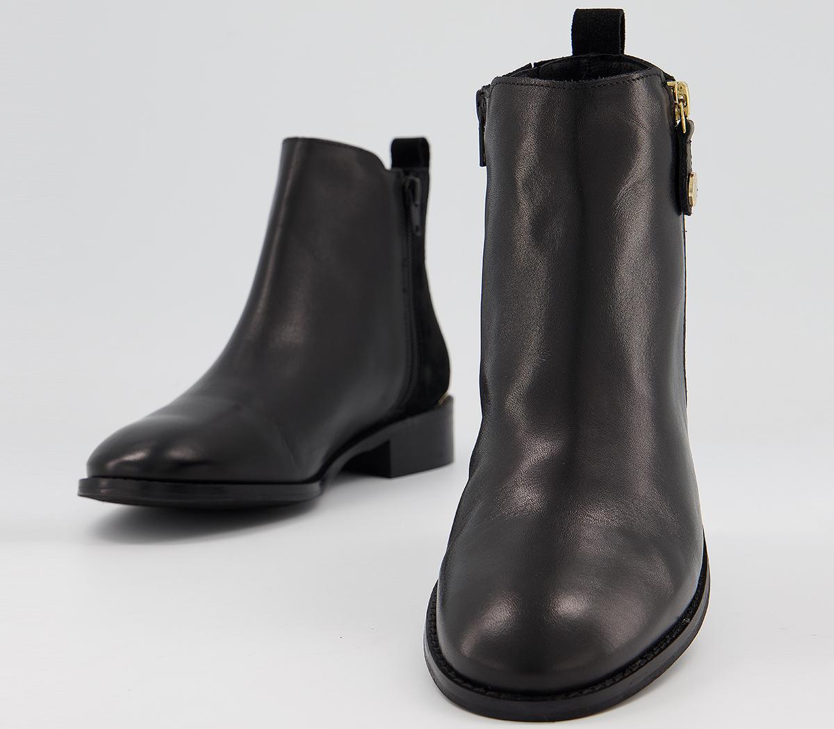 Office Accept Feature Side Zip Ankle Boots Black Leather - Ankle Boots