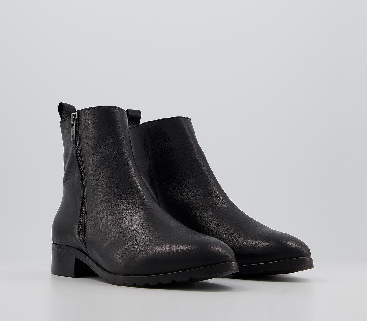 Office Advanced Cleated Side Zip Boots Black Leather - Ankle Boots