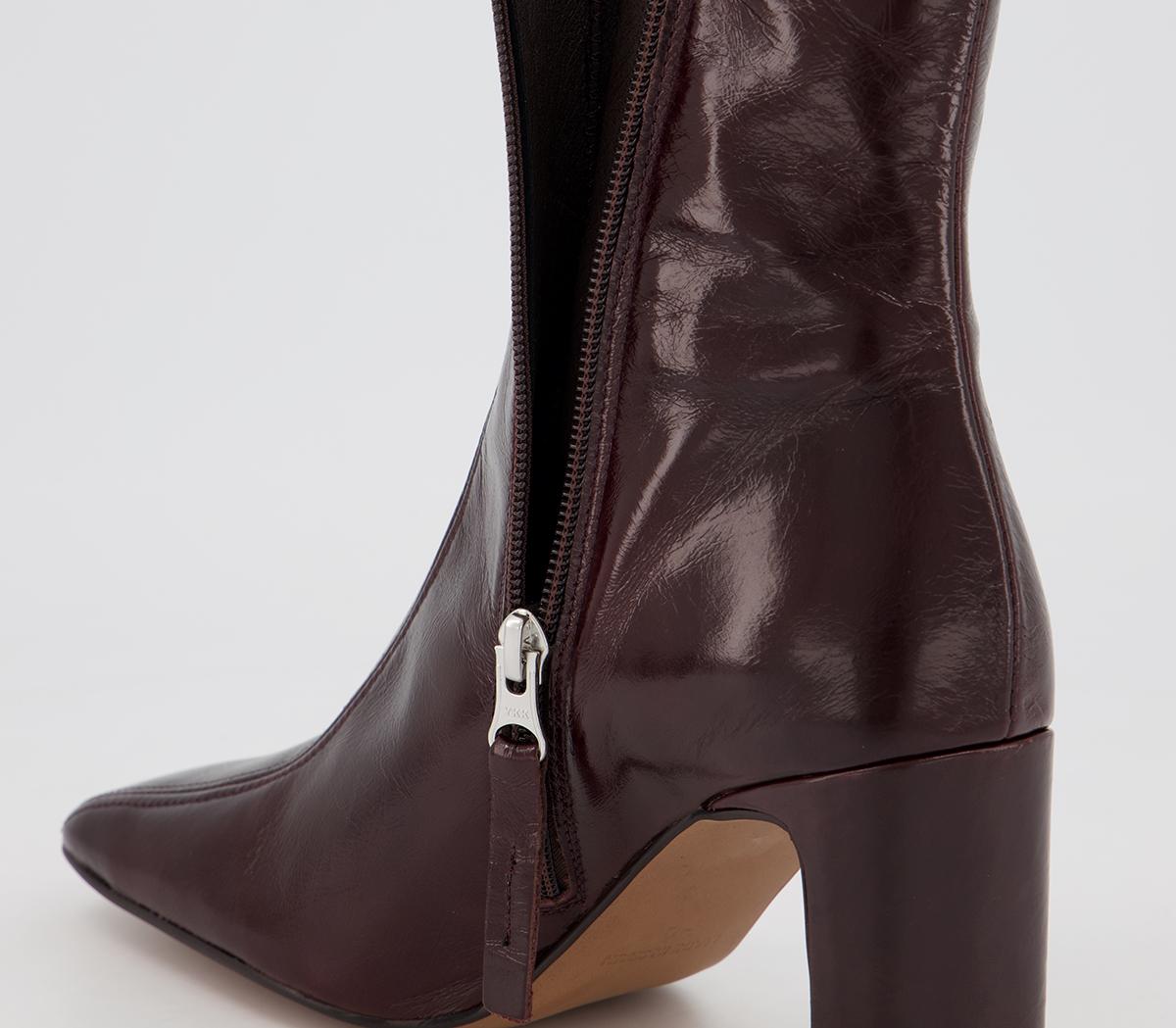 Office Alba Square Toe Formal Ankle Boots Chocolate Leather - Ankle Boots