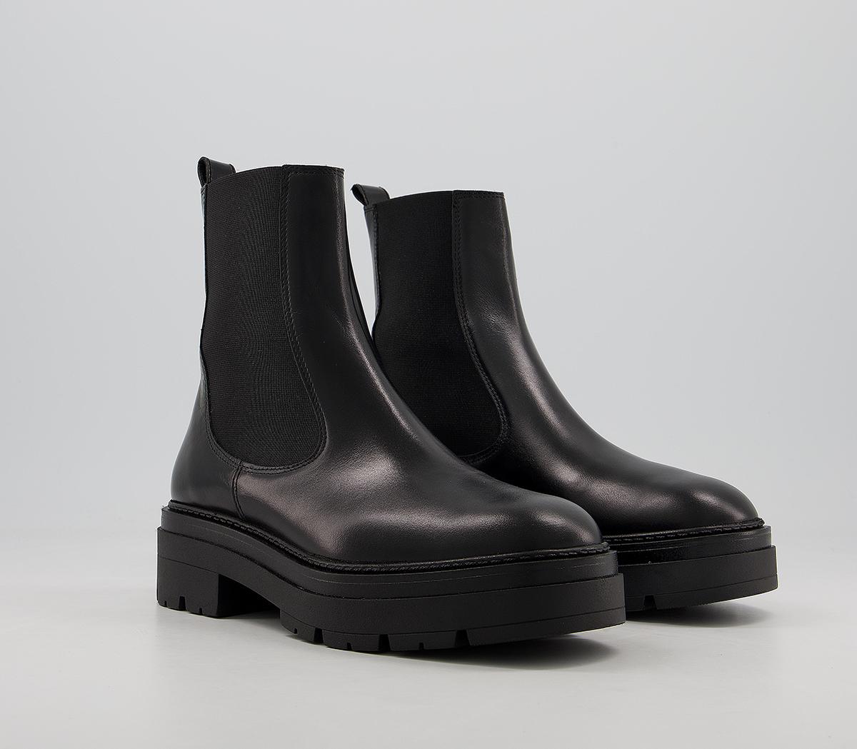 Office Accuse Chunky Chelsea Boots Black Leather - Ankle Boots