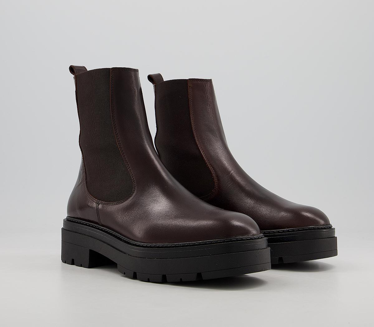 Office Accuse Chunky Chelsea Boots Brown Leather - Ankle Boots