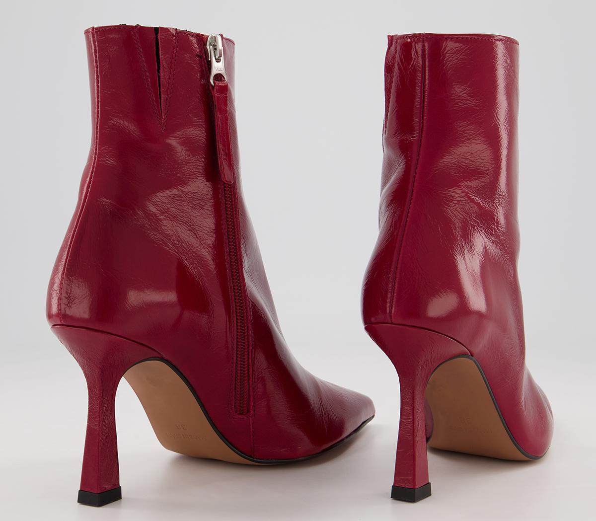 Office Astonished Dressy Point Boots Red Leather Ankle Boots