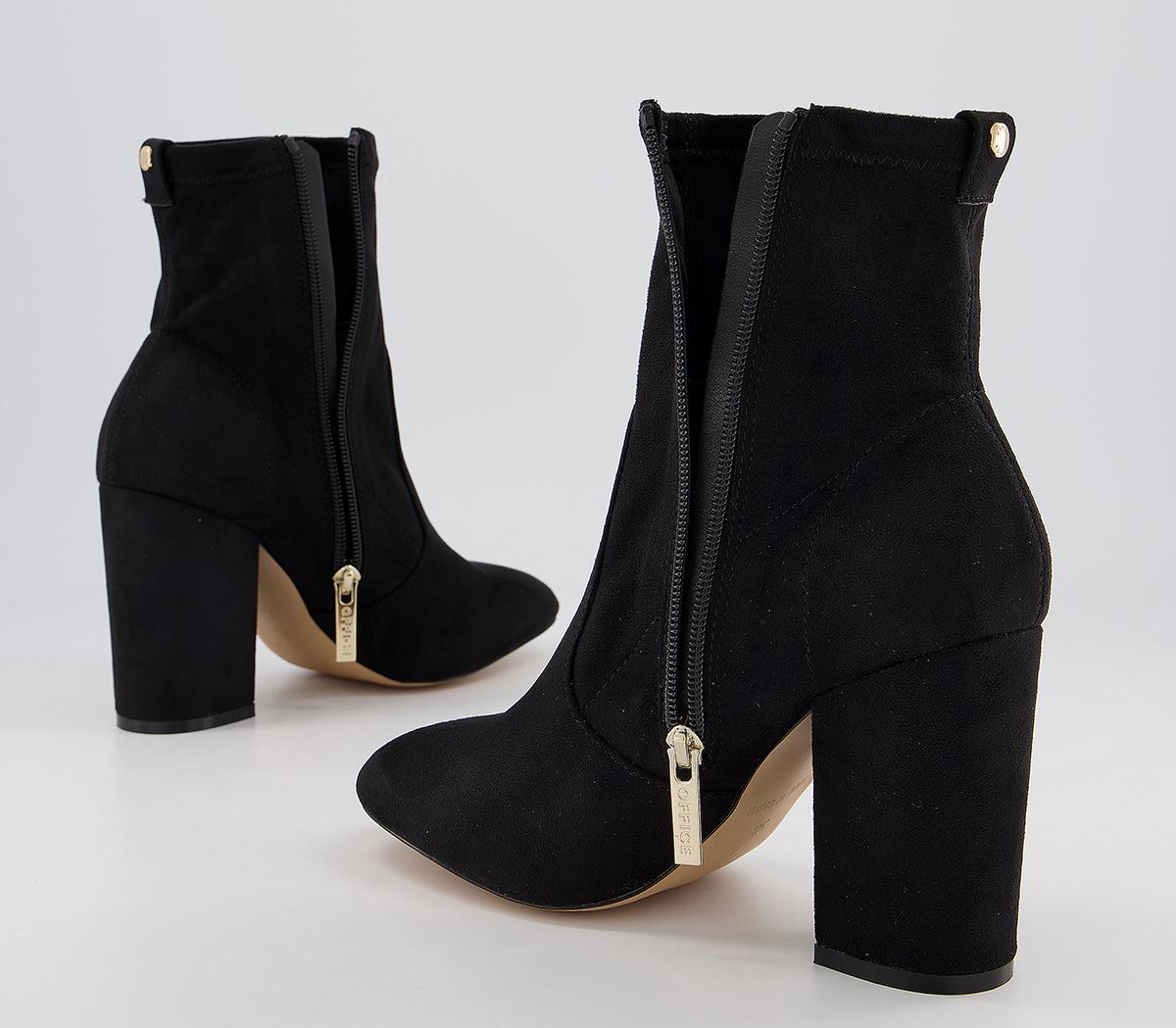 Office Aisling Stretch Block Heel Ankle Boots Black - Ankle Boots