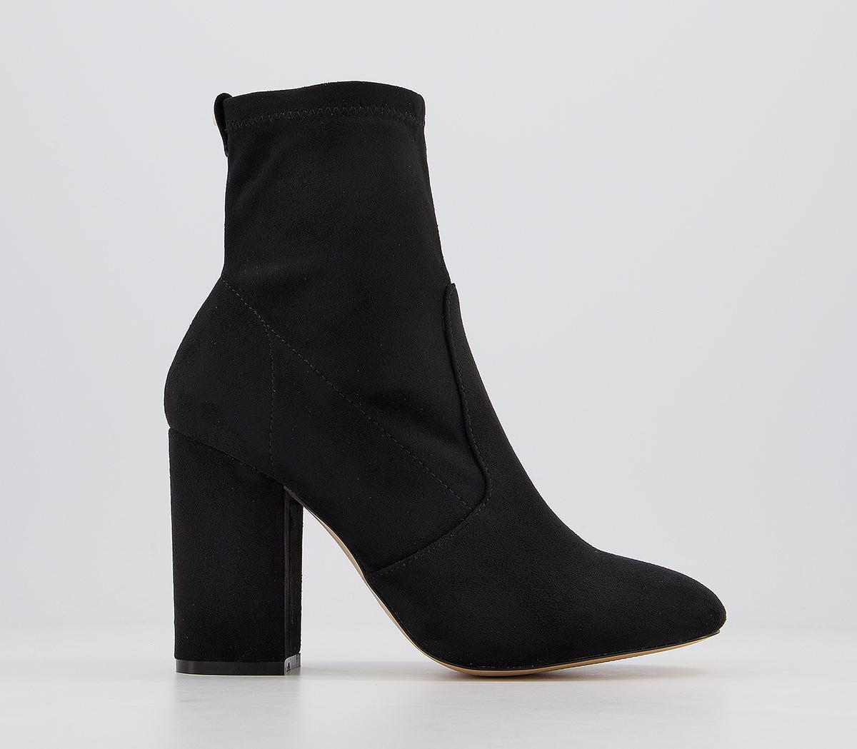 Office Aisling Stretch Block Heel Ankle Boots Black - Ankle Boots