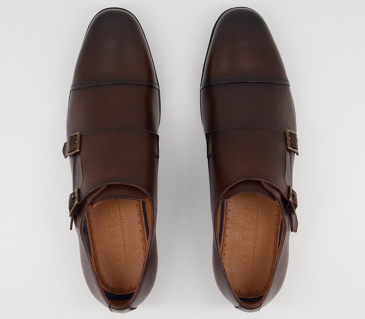 Office Maddison Monk Shoes Brown Leather - Mens