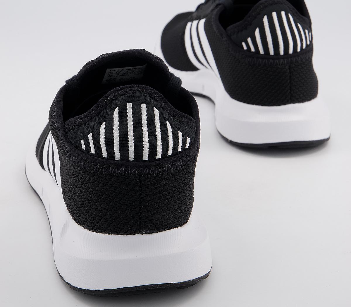 adidas swift run black with white stripes