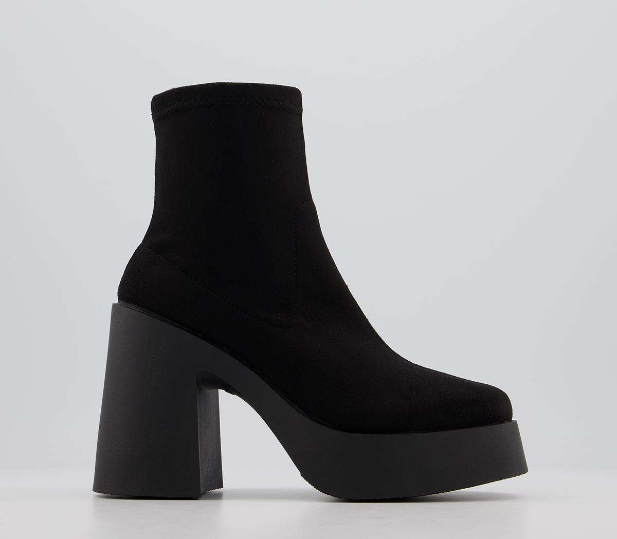 Office Affect Platform Sock Boots Black Stretch - Ankle Boots