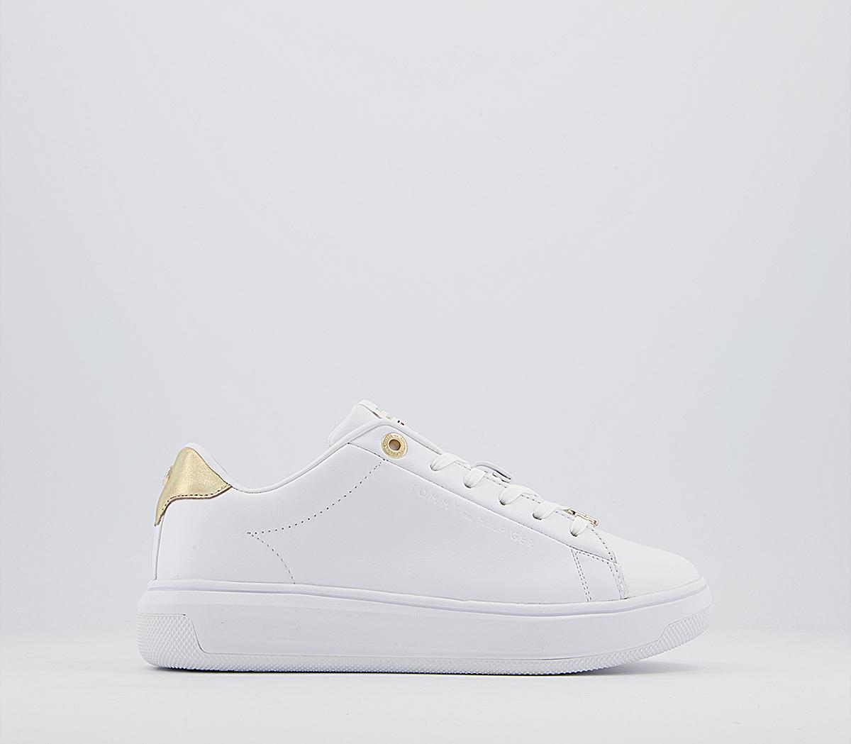Tommy Hilfiger Leather Cupsole Trainers Metallic White Gold - Hers trainers