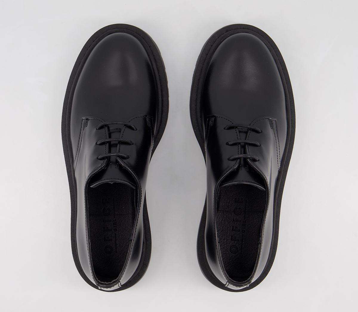 black leather flat shoes size 5
