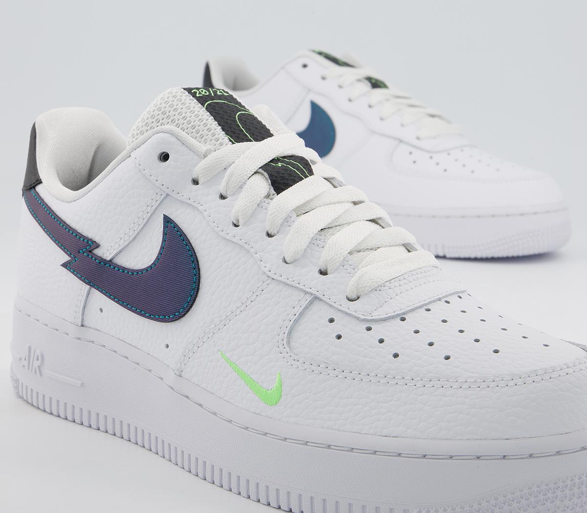 Nike Air Force 1 07 Trainers White Aquamarine Lime Glow Off Noir - His ...