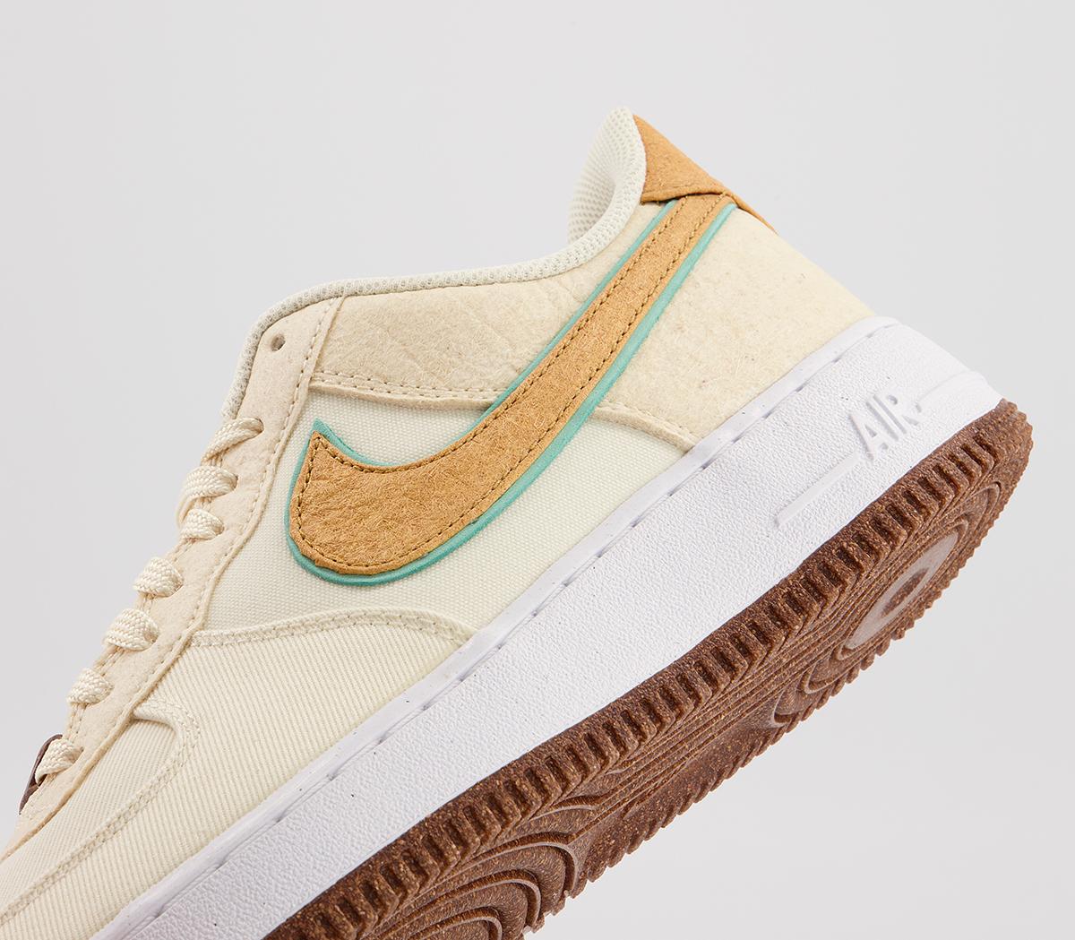 Nike Air Force 1 07 Trainers Coconut Milk Gold Green Glow Natural White Black - His trainers