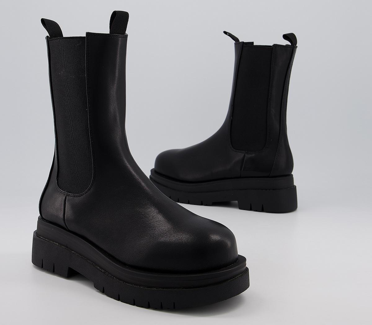Koi Footwear Chunky Mid Calf Boots Black Knee High Boots 9060