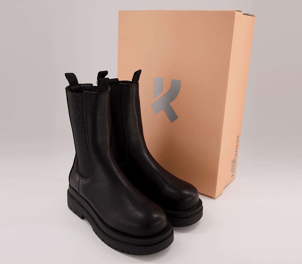 Koi Footwear Chunky Mid Calf Boots Black Knee High Boots