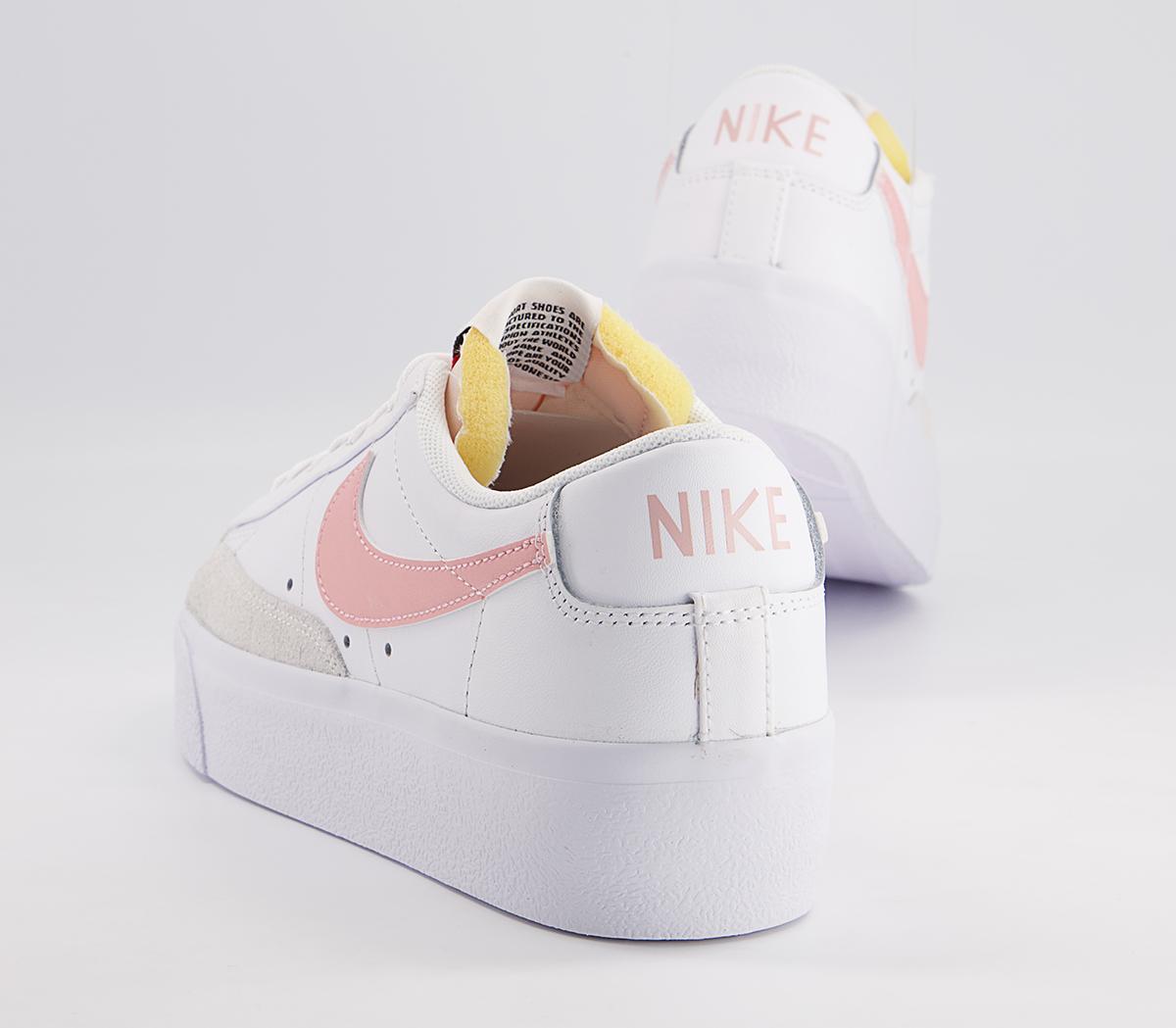 white and pink nike blazers