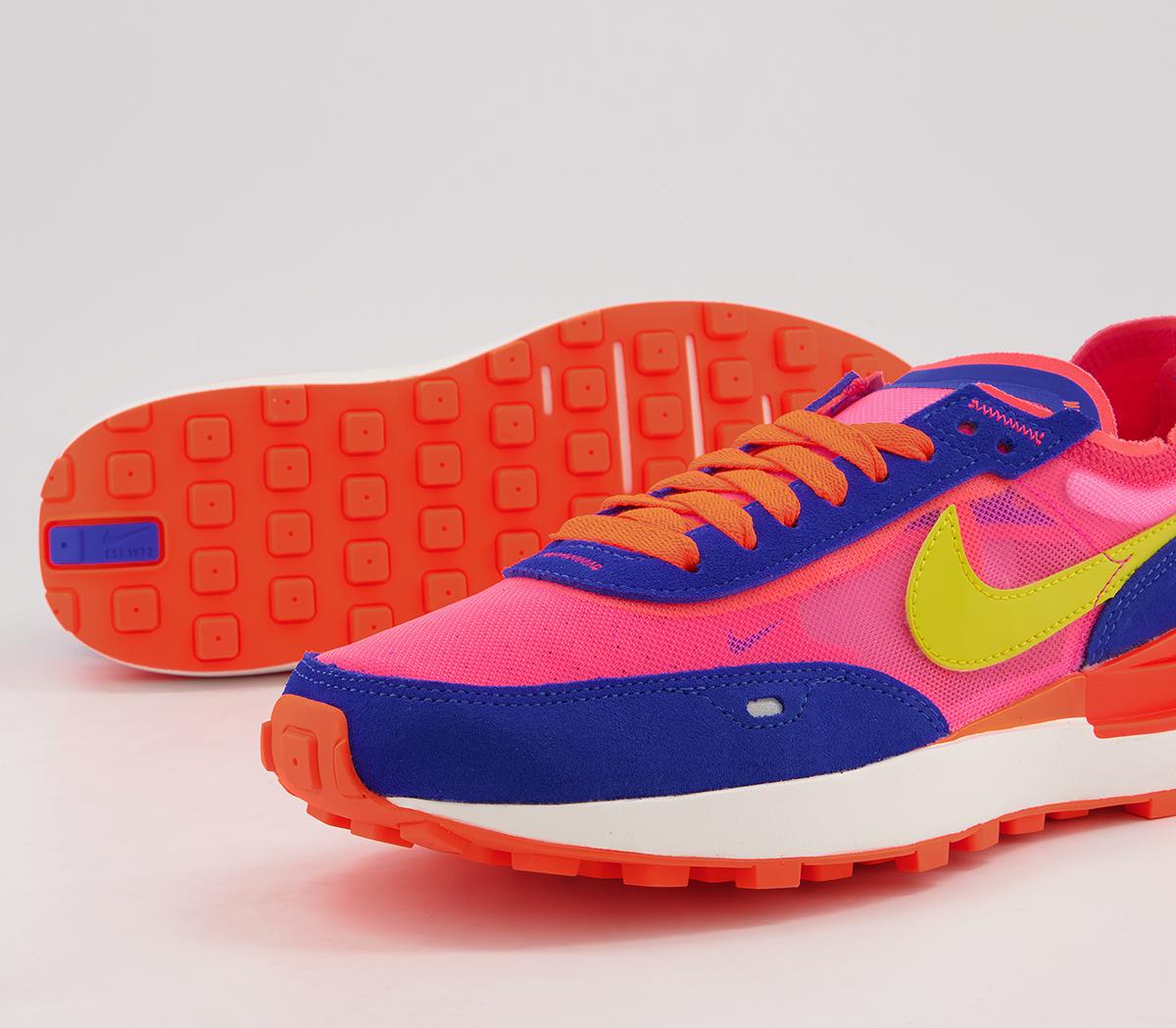 Nike Waffle One Trainers Racer Blue Citron Hyper Pink Siren Red Hyper - Hers trainers