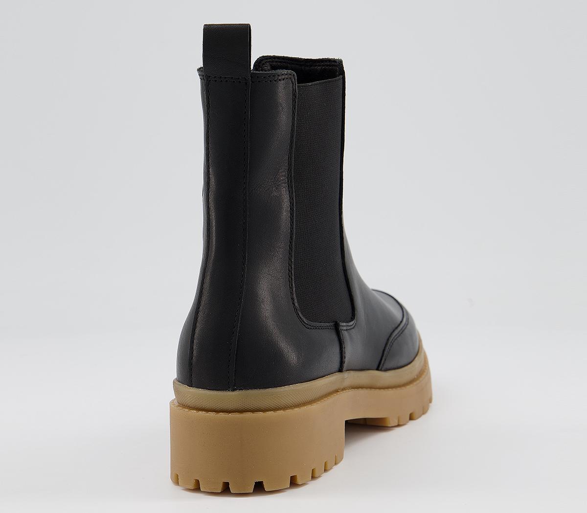 Office Amuse Contrast Sole Chelsea Boots Black Leather With Brown Sole - Ankle Boots