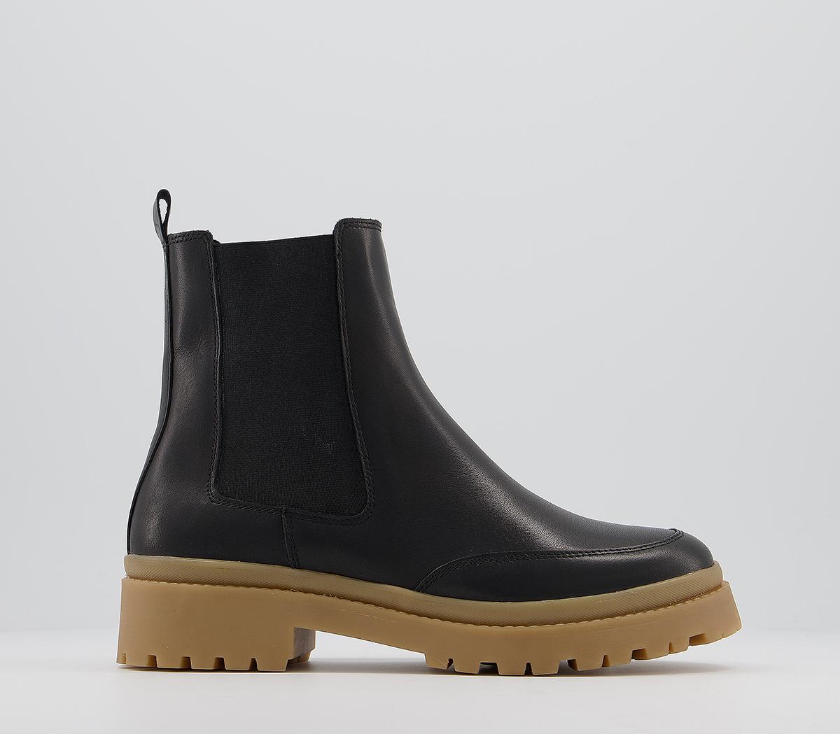 Office Amuse Contrast Sole Chelsea Boots Black Leather With Brown Sole ...