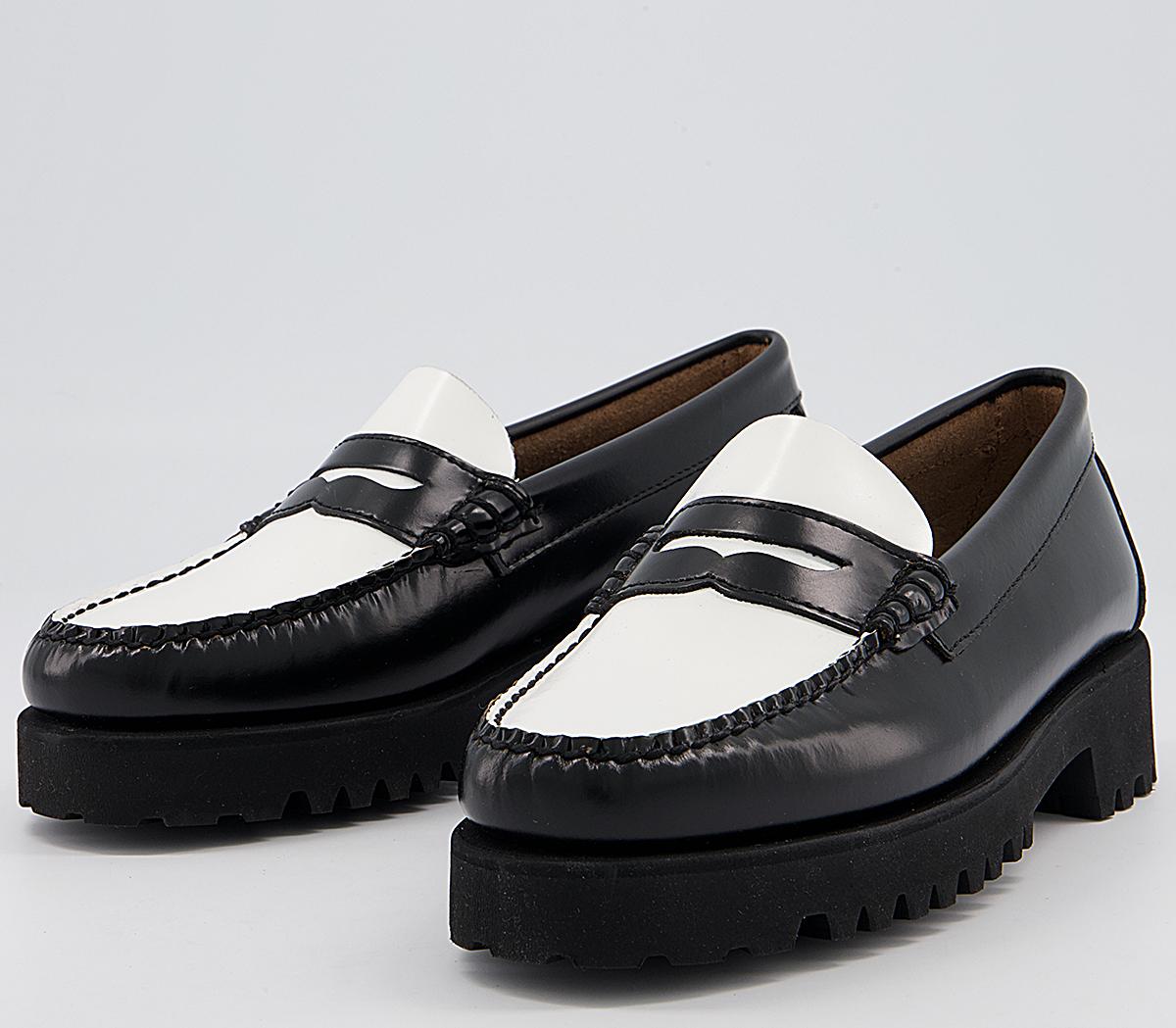 Gh Bass And Co Weejuns 90s Penny Loafers Black White Flat Shoes For Women 9582