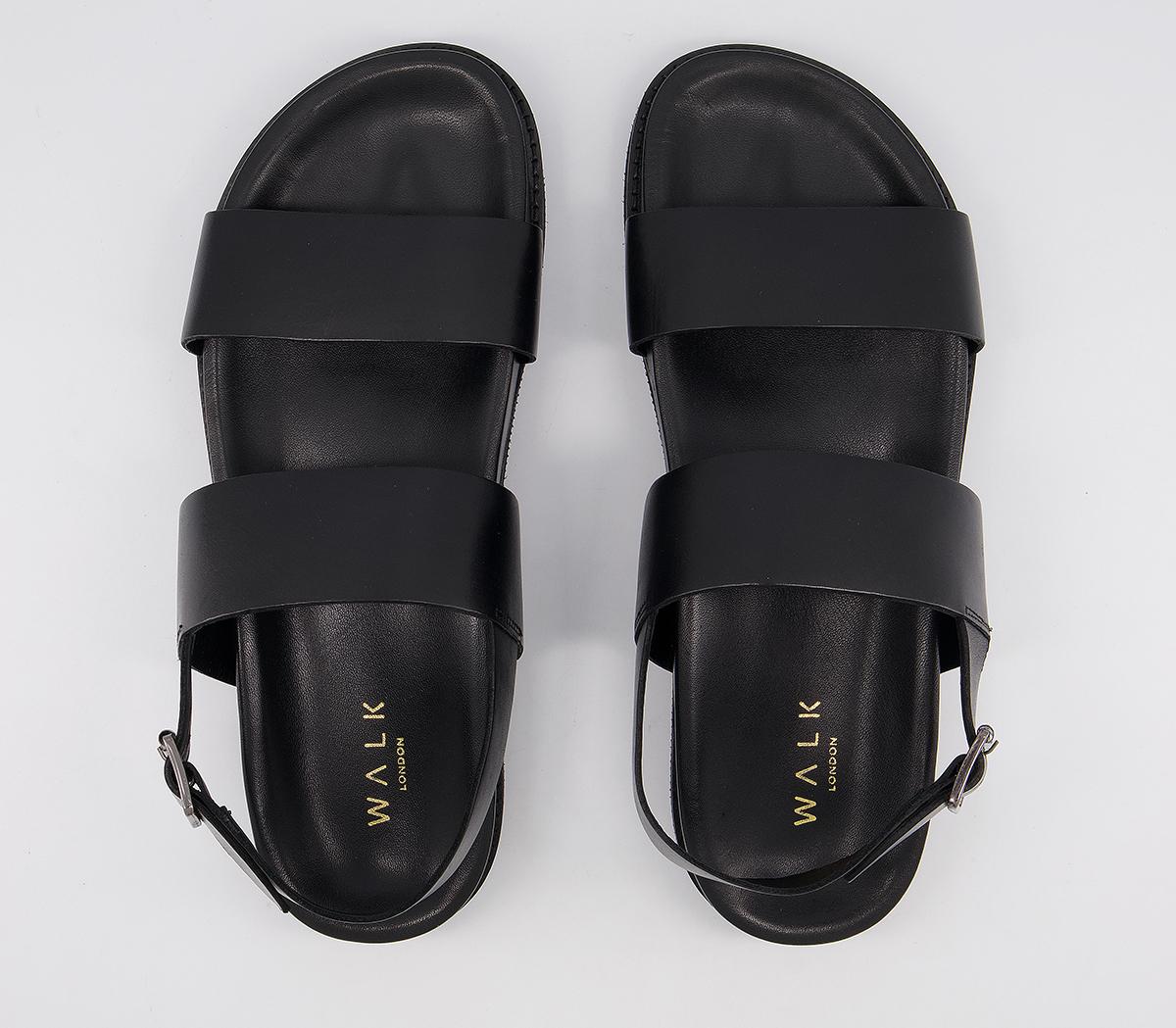 Walk London Jackson Sandals Black Leather - Men’s Sandals
