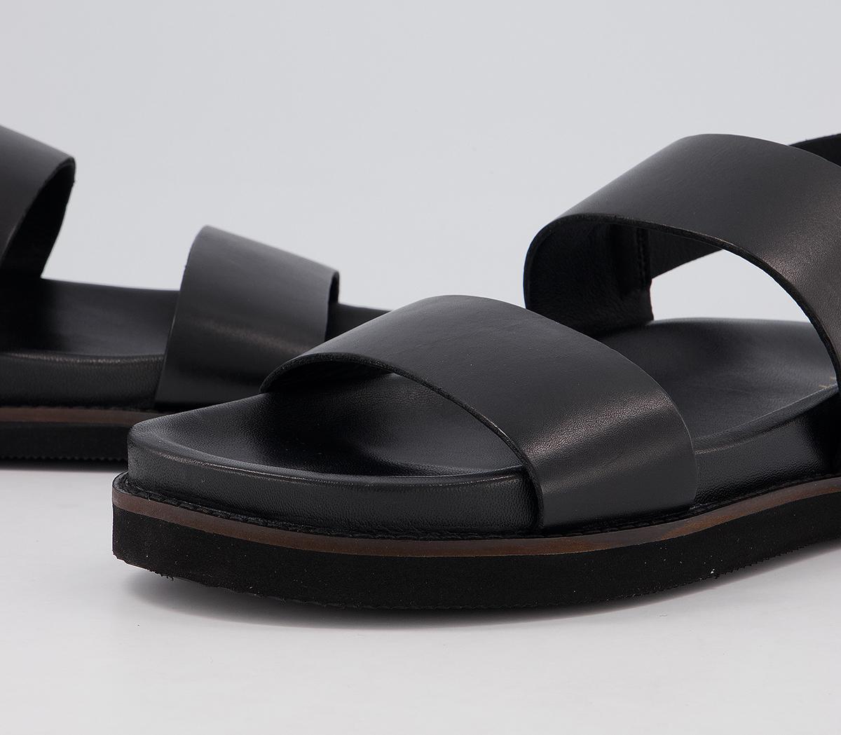 Walk London Jackson Sandals Black Leather - Men’s Sandals