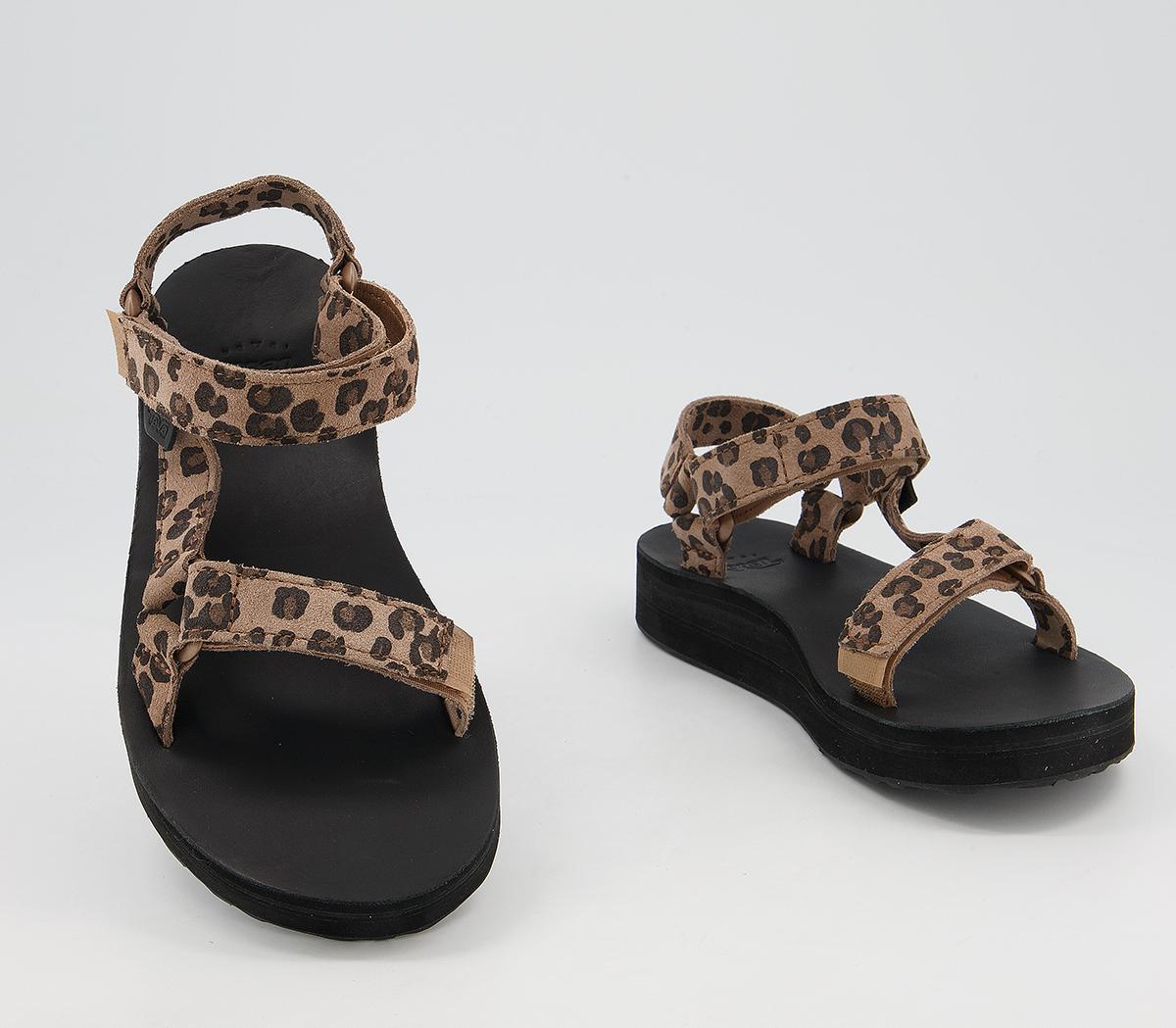 Teva Midform Universal Leather Sandals Leopard - Women’s Sandals