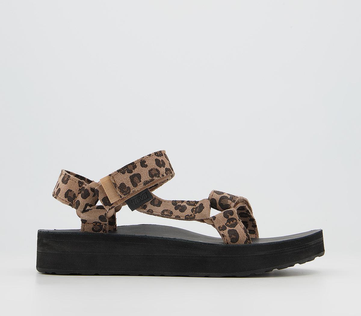 Teva Midform Universal Leather Sandals Leopard - Women’s Sandals