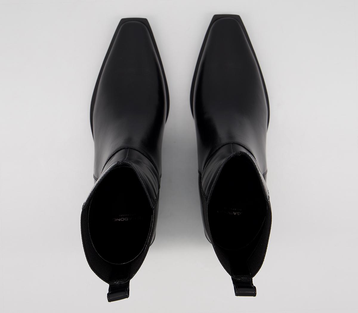vagabond hedda leather flared heel knee boots in black