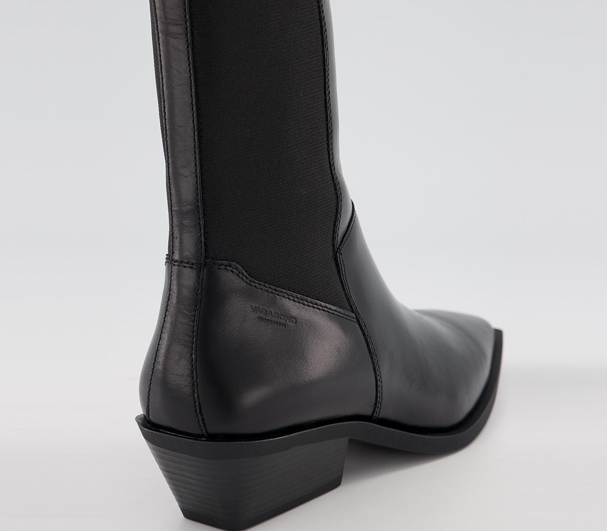 vagabond tyra black leather knee high boots
