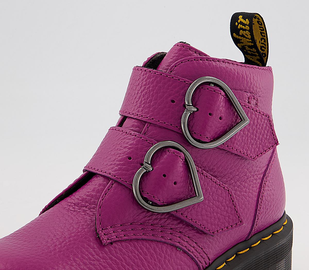 Dr. Martens Devon Heart Boots Fuchsia - Ankle Boots