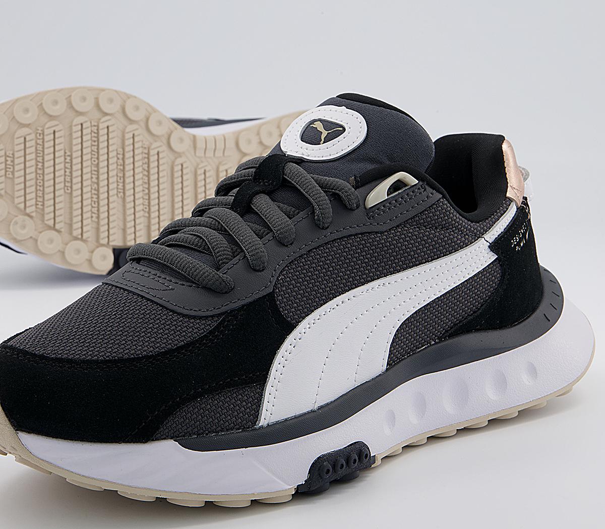 Puma Wild Rider Trainers Soft Metal Ebony Black - Hers trainers