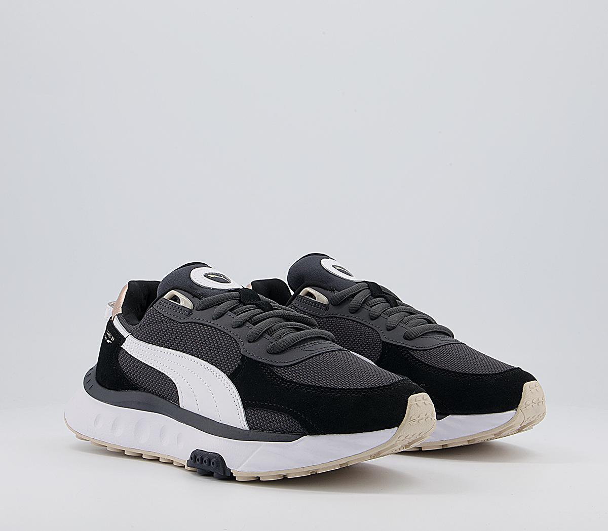 puma wild rider sneakers in triple black