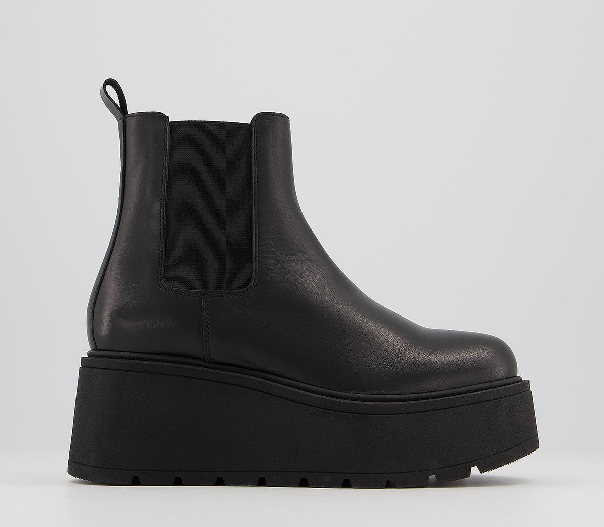 Office Acquire Wedge Chelsea Boots Black Leather - Ankle Boots