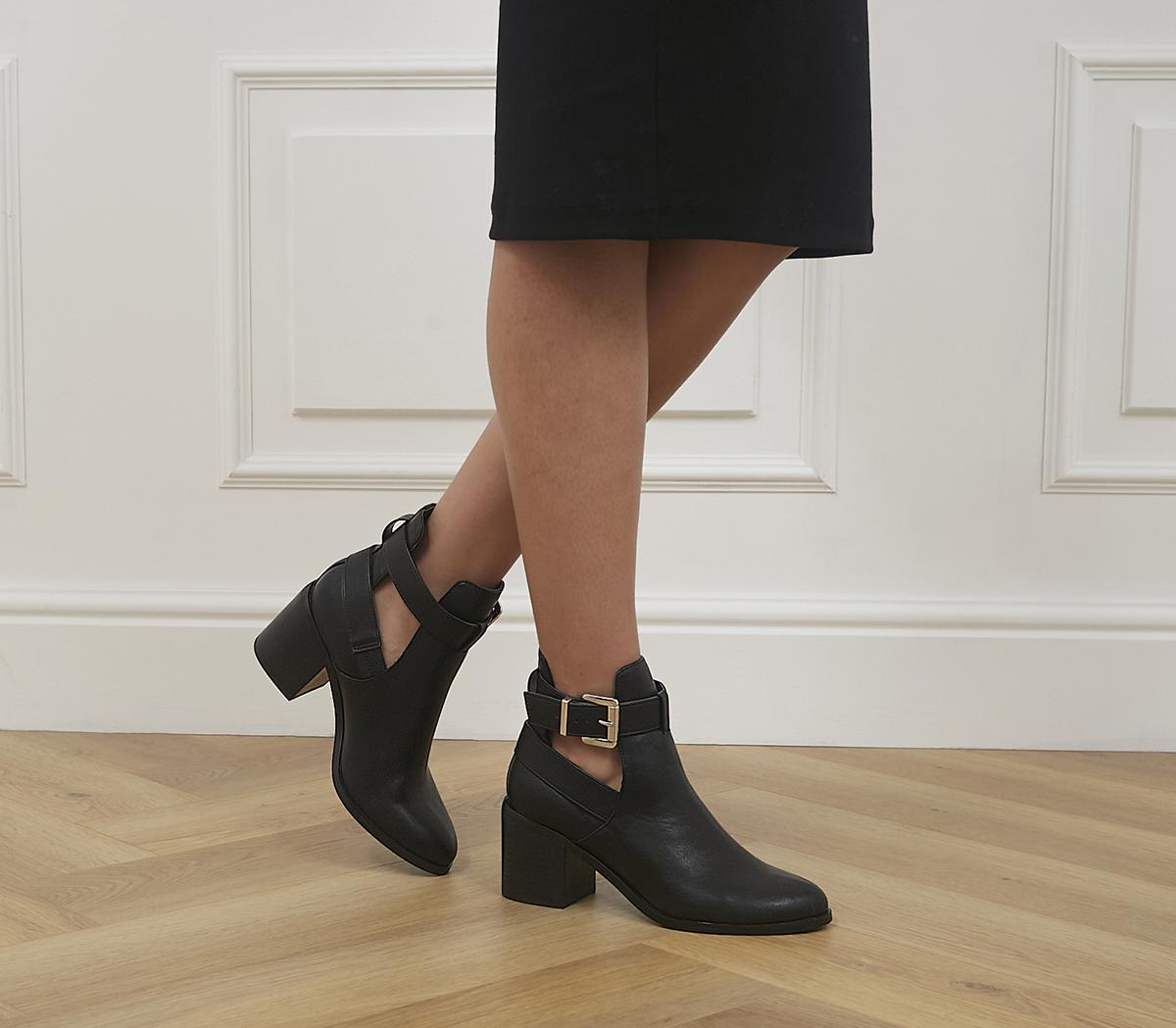Admit Cut Out Block Heel Boots Admit Cut Out Block Heel Boots