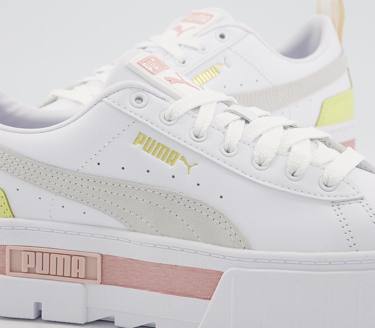 Puma Mayze Trainers White Peach Yellow White - Hers trainers