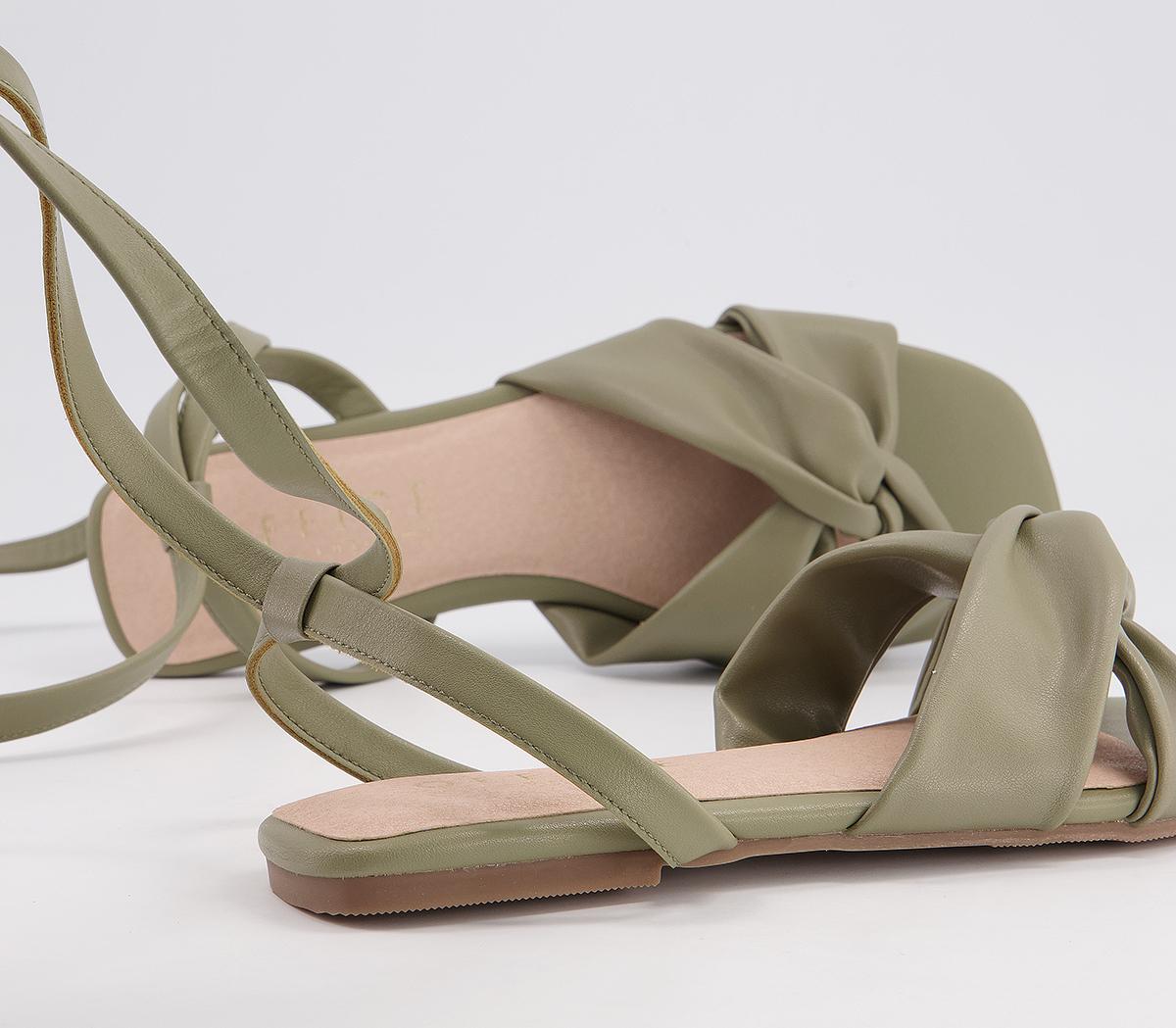 Office Sincerely Soft Ankle Tie Sandals Sage Green - Womenâs Sandals