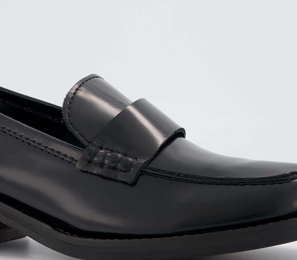 black leather loafer flats