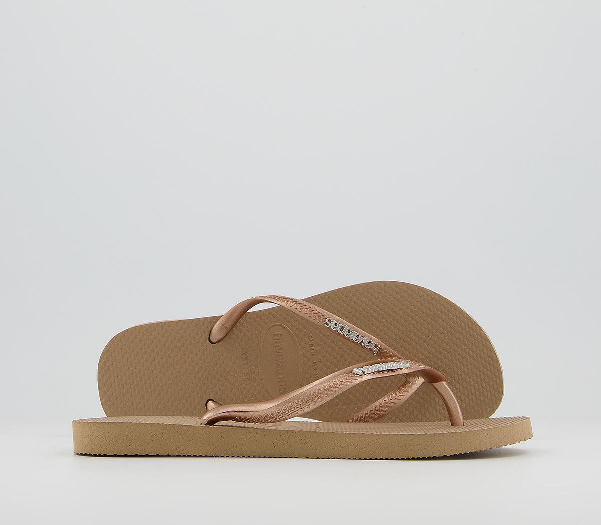 Slim Logo Metallic Flip Flops Slim Logo Metallic Flip Flops
