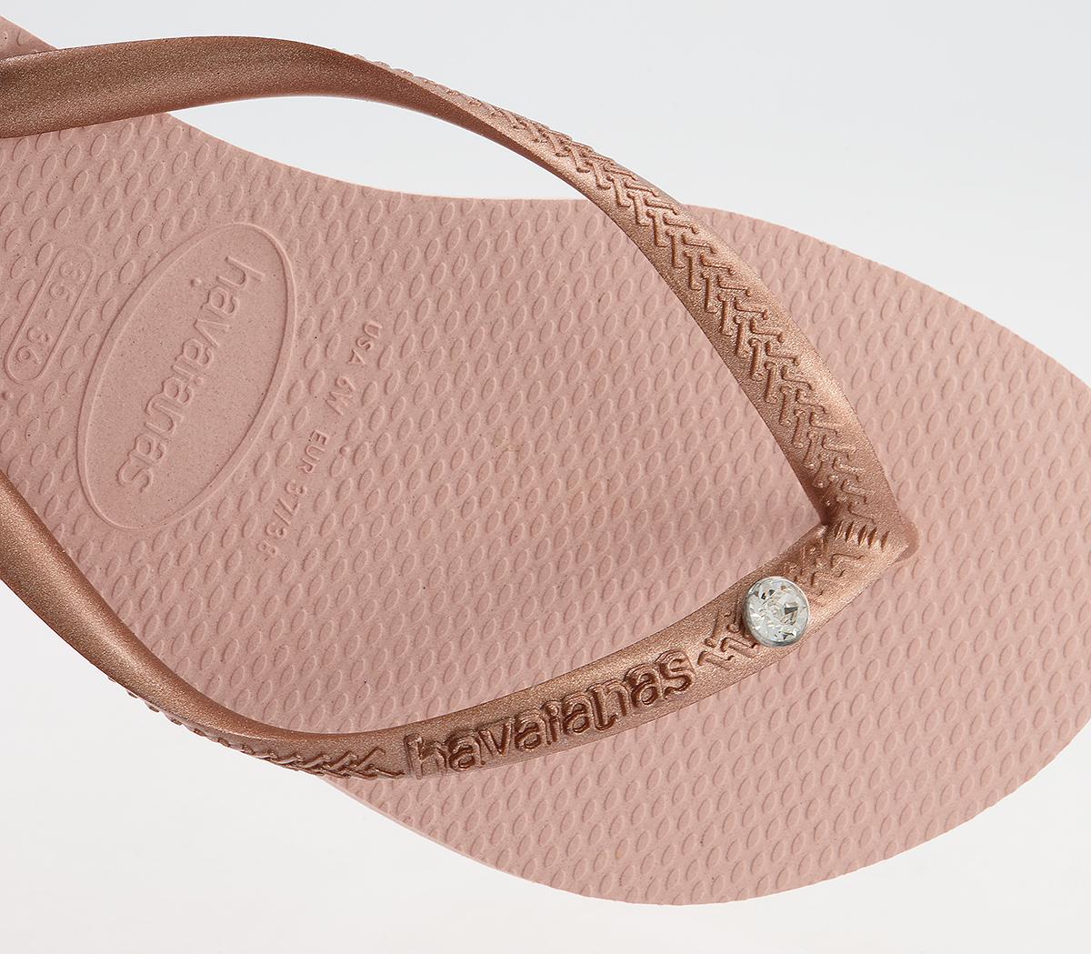 Havaianas Slim Crystal Glamour Flip Flops Ballet Rose Womens